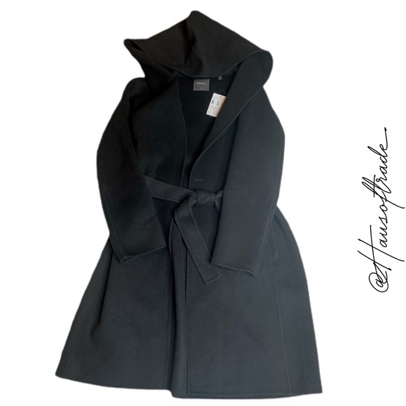 THEORY Black Wilrose Winsome Hooded Wrap Coat S - Picture 4 of 14